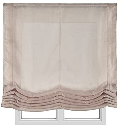 Estores Plegables Visillo básico Transparente sin Varillas Estor Plegable Textil translucido en Interior Ventanas Cortinas Paqueto Persianas Romanas STORESDECO Beige 180 x 175 cm