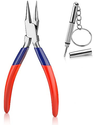 GOLD DEER Chain Nose Pliers Eyeglasses Repairing Plier Optical Adjusting Glasses Long-Nose Pliers Adjusting Eyeglass Arms Frame Pliers Eyeglass Sharp Needle Nose Pad Arm Pliers Jewelry Making Pliers