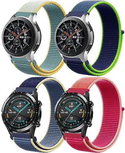 22mm Nylon Armband für Samsung Galaxy Watch 3 Armband 45mm/Galaxy Watch 46mm/Gear S3 Frontier/Classic,4ST Sport Uhrenarmband für Garmin vivoactive 4/Venu 2/3,HUAWEI Watch GT/GT2/GT2e/GT3/GT4 Pro Band