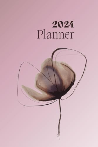 2024 Calendar (January 2024 - December 2024) with Brown Cover/ Notebook with artistic flower/ for Art lovers/ 6x 9/ 100 Pages/: for Women, Men, Adults, Girls and Boys