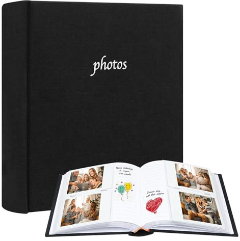 Fotoalbum für Fujifilm Instax Wide 300 Kamera, Leineneinband, 120 Taschen Fotoalbum mit Schreibplatz für Polaroid Now OneStep2 OneStep+ Sofortbildkamera, POP Lab Druckkamera (Schwarz)