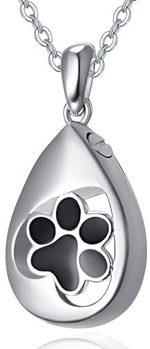 TANGPOET Asche Halskette 925 Sterling Silber Hundepfote Urnenketten Andenken an Verstorbene Asche Anhänger für Frauen Mädchen mit Trichter Füller Kit