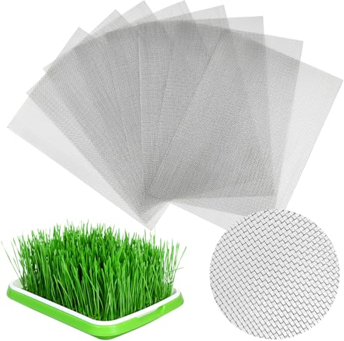 HFYZZ 8 Stück Samen-Sprossentablett, Netzmatte, 21,6 x 30,6 cm, Edelstahl-Wachstumsmatten für Microgreens, Hydrokultur-Pads, Gemüse, Microgreens, Pflanzmatten für Pflanzenkeimschale (Nicht im