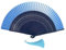 FANSOF.FANS Premium Silk Fabric Border Handheld Folding Fan with Grade A Bamboo Ribs for Women Girls Event Birthday Wedding Favour With Tassel (Blue)