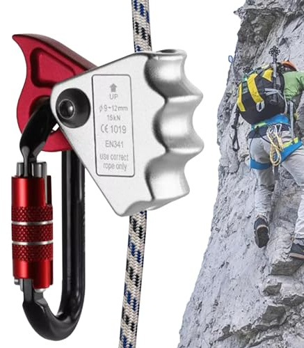 Outdoor Rope Grab - Alloy Rope Grab with 24KN Quick Lock Climbing Anti-Fall Equipment,Ergonomic Outdoor Climbing Tools Rescue Lanyard Grab for Rock Climbing Caving