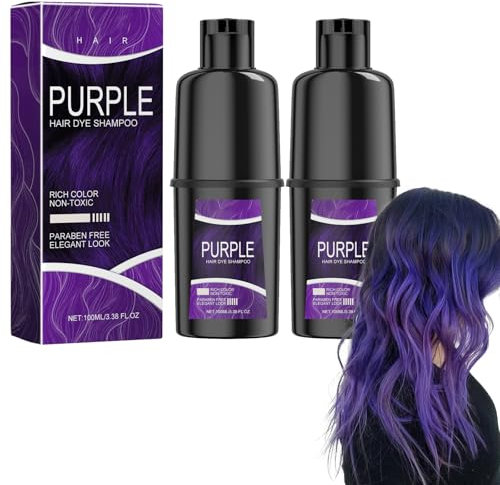 Centella Clean Schwarz Haarfärbeshampoo,Instant Hair Shampoo,Haarfarbe Shampoo Für Graues Haar,Instant Black Hair Shampoo,Für Männer & Frauen-Violett-2PC*100ml