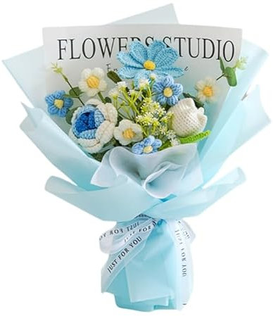 janeunique Gehäkelte Blumen, Handgemachter Blumenstrauß Künstlich, Perfekt für Jubiläen, Abschlussfeiern, Muttertag, Valentinstag...