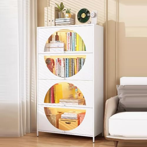 YNAYGDIUGD Vitrine Weiß Sideboard Standschrank,standvitrine,Vitrinenschrank Küchenschrank,für Sammlerstücke Bücher Wein, Curio Vitrine,Klar Acryl Vitrine,für Büro Wohnzimmer Küche