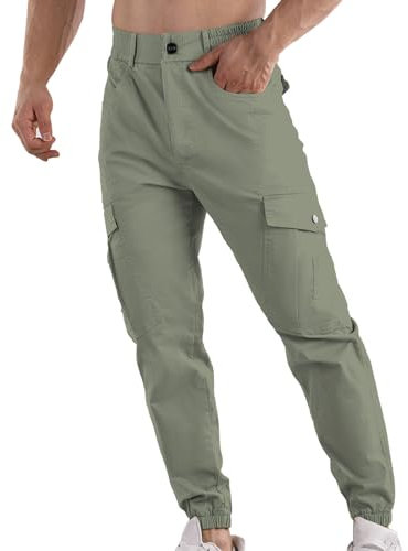 hehiy Herren Cargohose aus Baumwolle mit 6 Taschen Regular Fit Hose Outdoorhose Freizeithose Trekkinghose Breite Hosen Herren Cargohose Herren 3 XXL Gruene Hose Herren