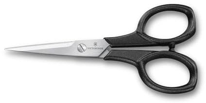 Victorinox Haushaltsschere Italy, Bastelschere, Papierschere, Scharfe Klinge, 10 cm, Robuster Kunststoffgriff, Rostfreier Stahl, schwarz