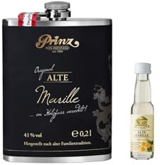 Prinz Flachmann Alte Marille 0,2 + 1 Alte Marille Probe 0,02l + Gutschein für Onlineshop Spirituosen Meile