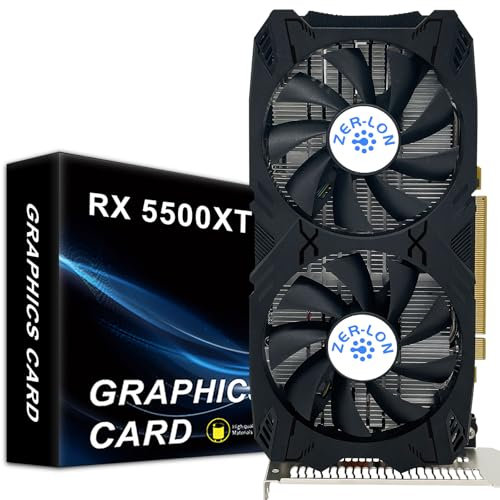 ZER-LON Scheda grafica RX 5500 XT da 8 GB, GDDR6 128 bit PCI Express 4.0X8, schede video per PC da gioco, con 3 DisplayPort + 1 uscita HDMI, GPU per computer per ufficio e gioco