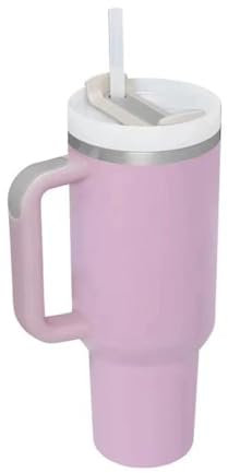 Mug Isotherme Avec Paille Gobelet Personnalisé Avec Poignée, Couvercle En Paille, Bouteille D'eau En Acier Inoxydable De 40oz, Tasse Sous Vide Mug Isotherme Personnalisé(40oz Custom logo,Light purple)