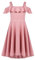 Arshiner Robe d'été pour Enfants épaules Dénudées Robe Trapèze Unie Haute et Basse Robe de Princesse Robe Patineuse avec Poche Rose 14-15 Ans