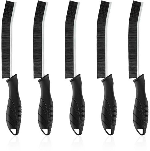 5 Piezas Cepillo Limpieza Grietas, Cepillo de Limpieza de Ranura de Azulejos de Baño, Cocina, Herramienta de Limpieza de Mango Largo (Negro)