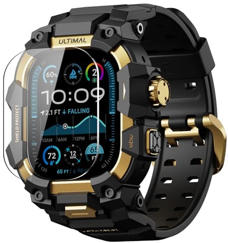 ULTIMAL Correa compatible con Apple Watch Ultra 2/1 de 49 mm, cubierta antigolpes de grado militar mejorada a prueba de golpes, funda resistente con correa para iWatch Band Ultra 2/1 para hombre (49