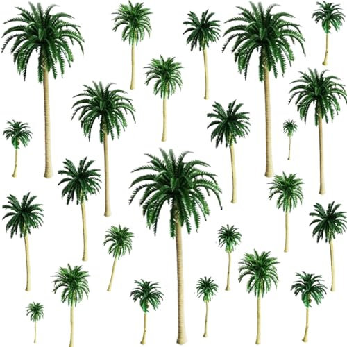 25pcs Plastic Coconut Pattern, Mixed Model Trees 7 cm-16 cm, Fake Trees for Modeling, Miniature Trees for Diorama Modeling, Train Model Trees, Natural Miniature (A)