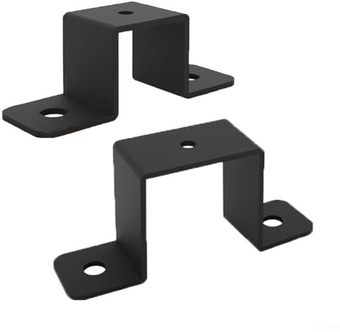 2/4pcs Square Pipe Clamps, Carbon Steel U Shaped Connector Brackets for Fastens Water Pipes, Balcony Railings, and Stairs Railings, Black(2pcs 2in)