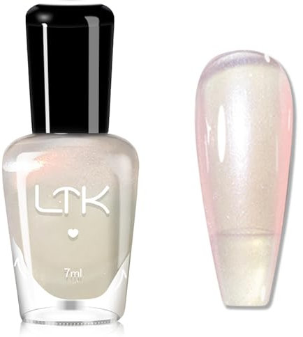 White Pearl Nail Polish - Pearlescent Sheer White Nail Varnish - Shimmer Mermaid nail Polish Quick Dry - Breathable No Chip Long Lasting No UV Nail Polish for Women Nail Art Home