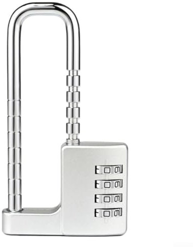 U Shape Adjustable Lock for Wardrobe and Cabinet Security Mechanism (Silver)