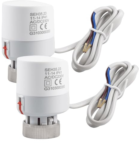 Motore di regolazione per riscaldamento a pavimento, 230 V, attuatore termoelettrico, senza corrente, chiuso, 2 pezzi, filettatura M30 x 1,5, attuatore per riscaldamento a pavimento, attuatore termico