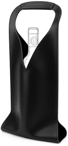 Linkidea Vegan Leather Wine Bottle Bags, 16.7 x 6.9 Wine Tote Bags for Gifts, Luxury Gift Bags for 750ml Wine Bottles, Fits Christmas Use (Black)