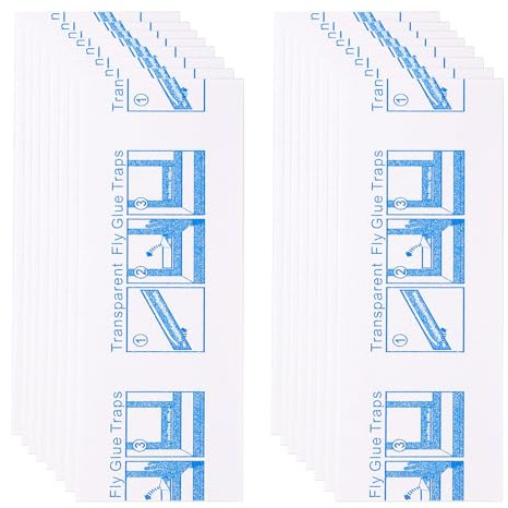 48 Stück Fenster Fliegenfalle Aufkleber für Innen Klebrige Leimfallen Fliegenpapier Klebestreifen Transparent für Außen Innen Haus Schule Restaurant Kantine