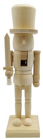 Kashyke Nussknacker Figur aus Holz zum Selbstgestalten 26cm, Weihnachts Dekofigur zum Bemalen - Weihnachtsfigur Adventsfigur Holzfigur Holzsoldat DIY Tisch Deko Austeller (A)