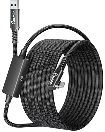 VR Link Cable 16FT for Meta Quest 3S/3/2/Pro&Pico 4, Max 60W USB C Charging Cable with PD 3.0, 5Gbps High Speed Data, USB 3.2 Gen 2 PC Connection, Nylon Braided, Play While Charging, No Disconnection