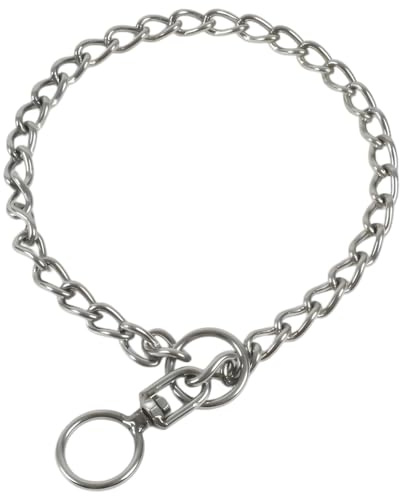 Chain Collars For Large Dogs, Stainless Steel Dog Chain Collar Heavy Duty 360-Degree Rotating Slip Training Collar Metal Swivel Link Necklace For Large Breed Dogs,Silver XL