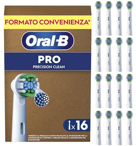 Oral-B Aufsteckbürsten PRO Precision Clean, Weiß, 16 Stück | Original Zahnbürstenaufsatz für Elektrische Zahnbürste, Zahnreinigung für Täglich Frischen Atem mit Innovativen X-Borsten