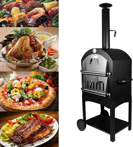 Four à pizza au bois, four à pizza d'extérieur portable avec thermomètre, idéal pour la cuisine dans le jardin et le camping