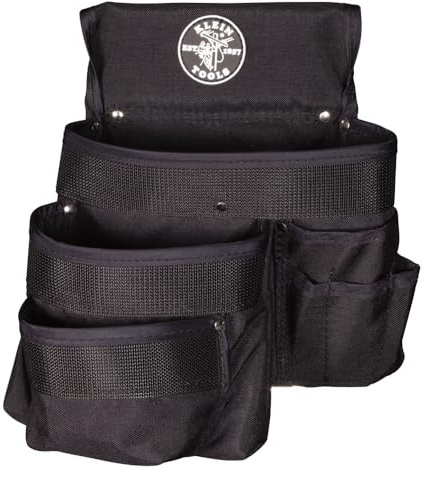 Klein Tools 5700 Werkzeugtasche, Powerline Serie Utility Pouch passend für Werkzeuggürtel bis zu 6,3 cm, Starke Nietenverstärkte Nähte, 9 Taschen