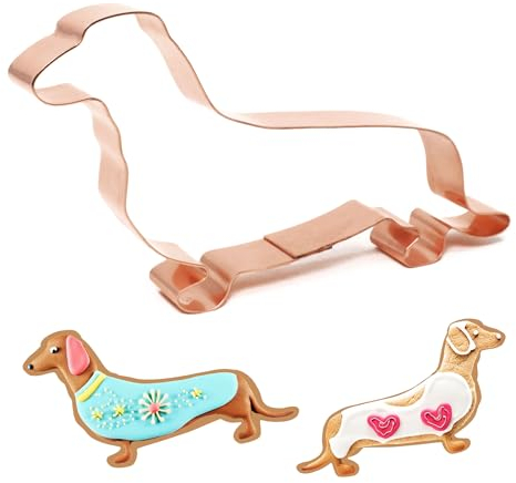 Ausstechform Dackel, 14 x 7,6 cm, Kupfer, hergestellt in den USA, handgefertigt, Dackel-Geschenke für Hundeliebhaber und Bäcker