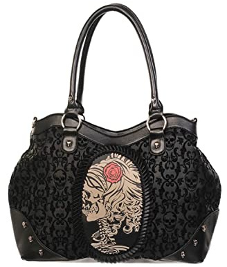 Banned BBN757 Flocked Cameo Lady Rose Damen Handtasche