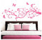 Grandora Wandtattoo XXL Blumenranken Schmetterlinge Blumen I pink (BxH) 160 x 69 cm I Schlafzimmer Liebe Flur Wohnzimmer modern Aufkleber Wandaufkleber W1073