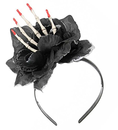FASCHING 57016 Haarreif schwarze Rose Hut Halloween NEU/OVP