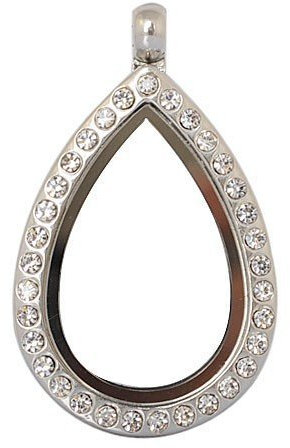 ANDANTE Silber Kettenanhänger für Floating Charms Schwebende Medaillons (Tropfen) mit funkelnden Kristallsteinen