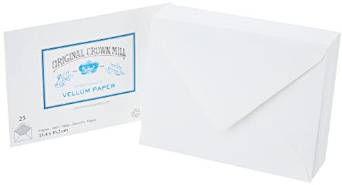 Original Crown Mill Classic Line C6 Pergamentpapier Glatte Umschlag – weiß (25 Stück)