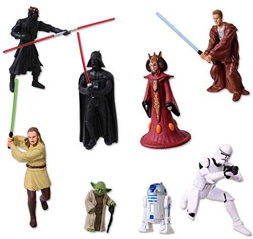 TE-Trend 8 Stück Star Wars Schlüsselanhänger Anhänger Figuren Darth Vader Yoda Stormtrooper R2D2 Amidala Obi Wan Kenobi Mehrfarbig