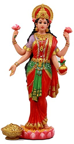 Atlantic Sammlerstücke Hindu Göttin Sri Lakshmi Statue 25,4 cm hoch Shakti des Vishnu Göttin der Reichtum und Wohlstand Figur