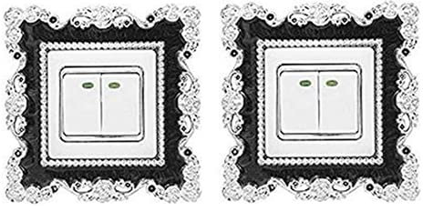 Light Switch Stickers Cover, 2PCS Vintage Square Shape Luxurious Light Switch Cover Wall Home Decoration (Retro Black)