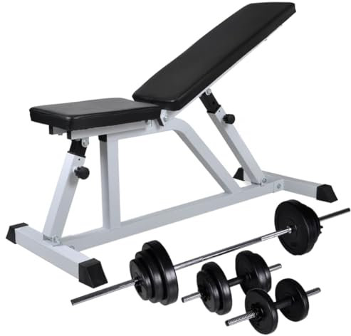 vidaXL Hantelbank Langhantel Kurzhantel Set 30,5kg Trainingsbank Kraftstation