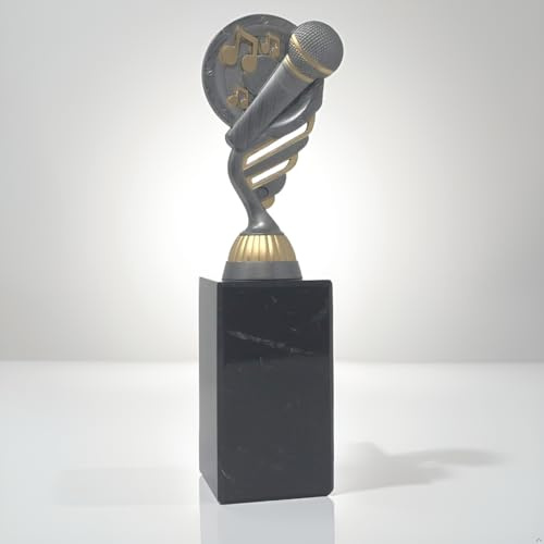 Generico Trofeo Microfono Karaoke – Coppa Premio Canto e Musica – Idea Regalo per Gare di Karaoke, FantaSanremo, Eventi Musicali, Contest Canori e Feste (h23cm)