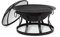 Blumfeldt Pentos - Brasero Exterior 2 en 1 y Barbacoa Jardin 73cm ø, Hoguera Exterior Protectora de chispas, Parrilla de 60cm extraíble, FireView, Hierro Fundido, Argollas, Atizador y Parrilla, Negro