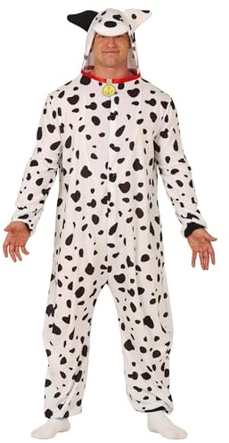 FIESTAS GUIRCA | Costume Dalmata Kigurumimi Adulto (52-54/L) - Tuta con Cappuccio Animale per Carnevale, Feste in Maschera, Animali, Cosplay, Halloween, Natale, Addii al Celibato - Unisex - Bianco