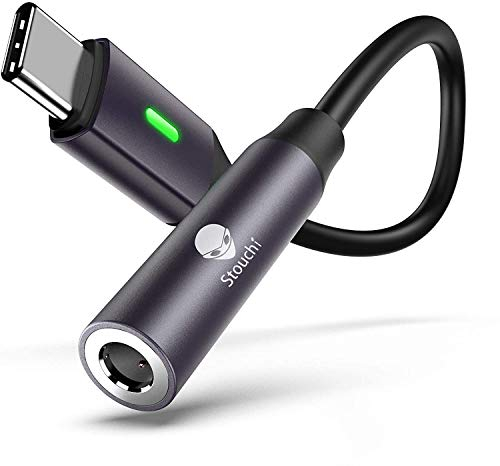 Stouchi USB C auf Klinke, USB C Kopfhörer Adapter Audio Adapter,USB Typ C zu 3,5 mm Adapter,Hi-Fi DAC Chip mit grünem LED-Licht für Samsung Galaxy S23/S23/Pixel 7/6,Huawei P50,Pad Pro 2022,Pad Mini 6