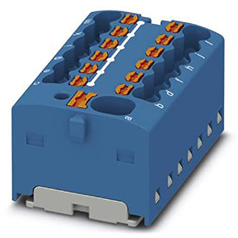 PHOENIX CONTACT PTFIX 4/12X1.5-G BU Verteilerblock, 41A Nennstrom, Push-in-Anschluss, 13 Anzahl der Anschlüsse, 31.4 mm Breite, 18.7mm Höhe, Blau, 20 Stück