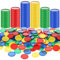 400 Stücke Kunststoff Pokerchips 4 Farben 1 Zoll Kleine Lernzähler Blanko Chips Karte zum Spielen Zählen Lernen Mathe Belohnung (Rot, Blau, Grün, Gelb)