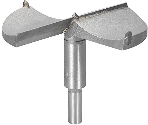 sourcing map Forstner Wood Boring Drill Bit 100mm Dia. Hole Saw Carbide Alloy Steel Tip Round Shank Cutting Tool for Plywood Wood